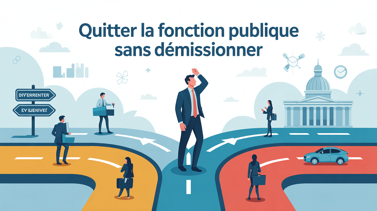 comment quitter la fonction publique sans démissionner, visuel de fonctionnaire à plusieurs chemins