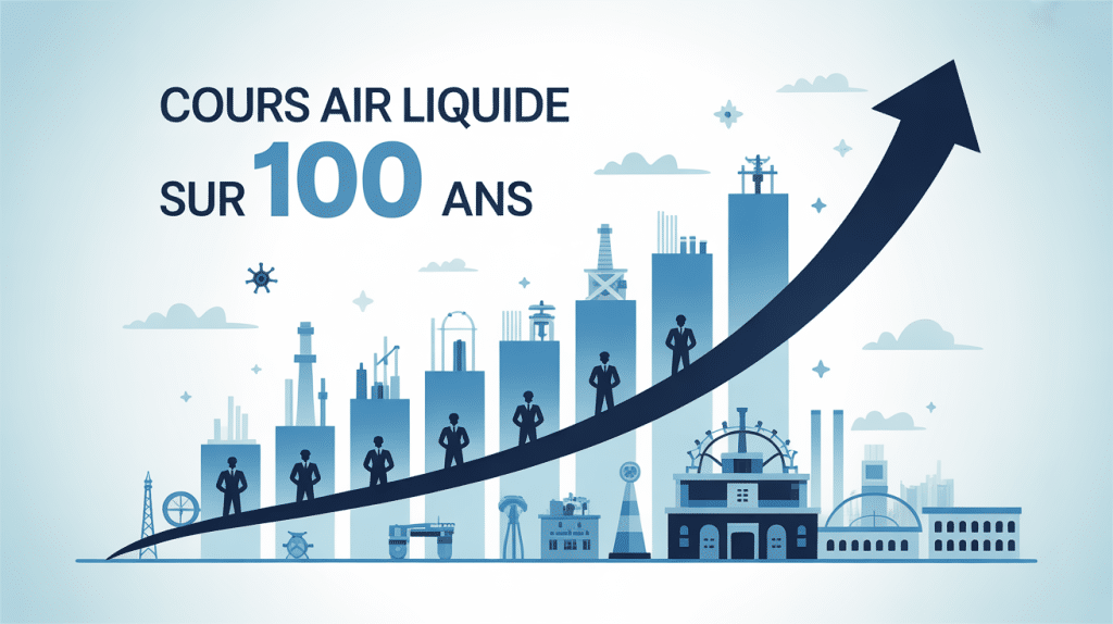 cours air liquide sur 100 ans illustration historique vectorielle