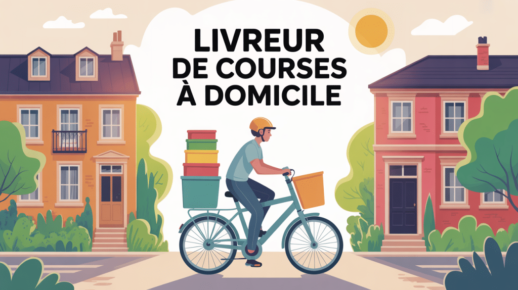 devenir livreur de courses à domicile livreur sur vélo et scooter devant habitations