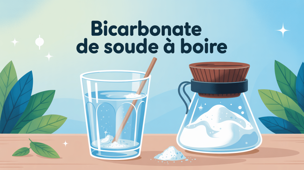 illustration dosage bicarbonate de soude a boire verre eau cuillère