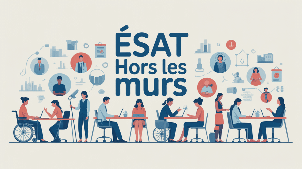illustration vectorielle esat hors les murs inclusion handicap