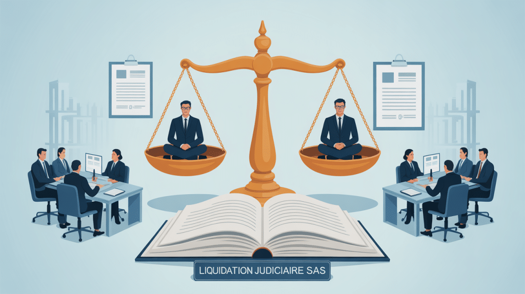 illustration liquidation judiciaire sas risques pour gérant balance dossier