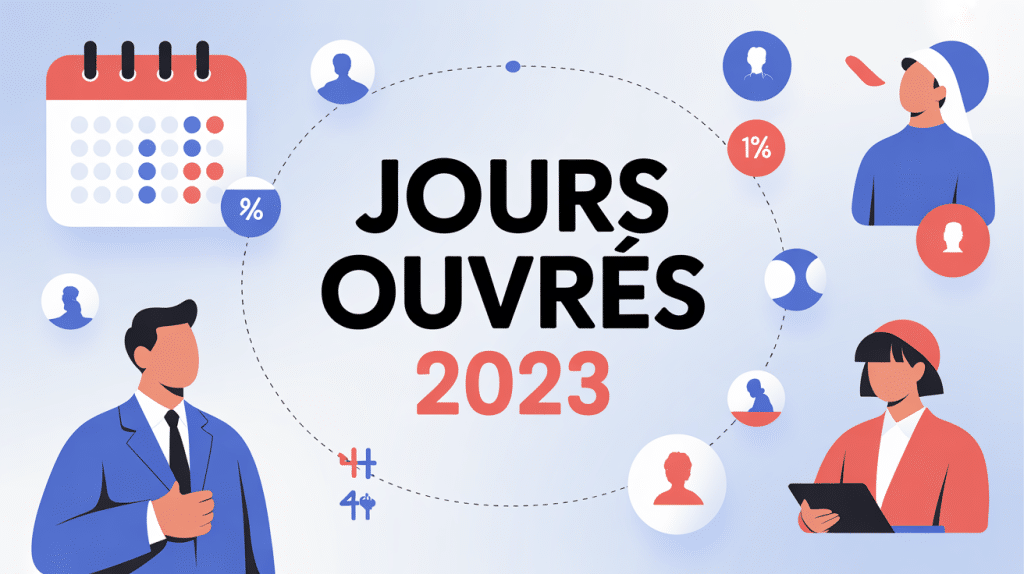 nombre de jour ouvrés 2023 illustration calendrier et travailleurs