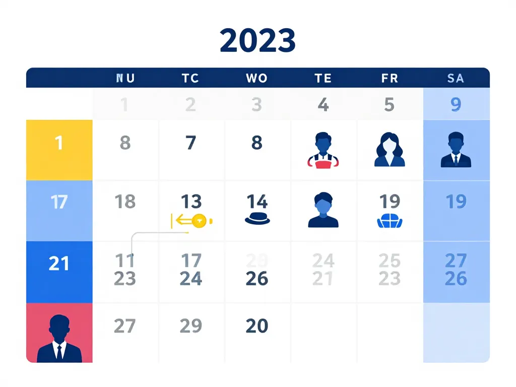 nombre de jour ouvrés 2023 diagramme calcul visuel