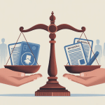 Illustration poursuite judiciaire mutuelle balance justice documents