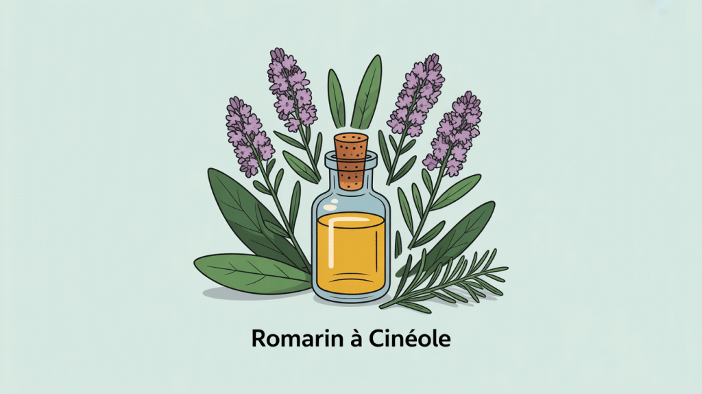 illustration romarin à cinéole style vectoriel huile essentielle