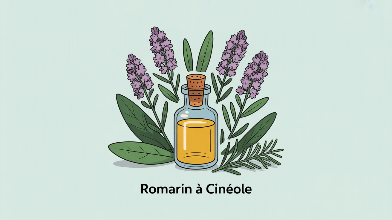 illustration romarin à cinéole style vectoriel huile essentielle