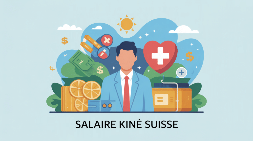 salaire kiné suisse illustration moderne avec francs et bien-être