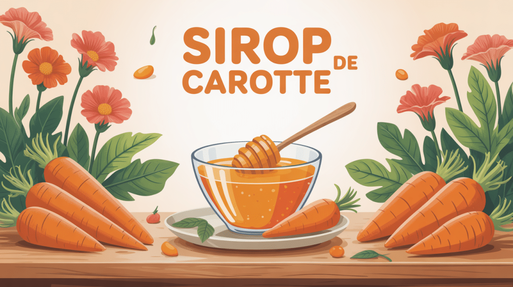 illustration sirop de carotte bocal et carottes fraîches