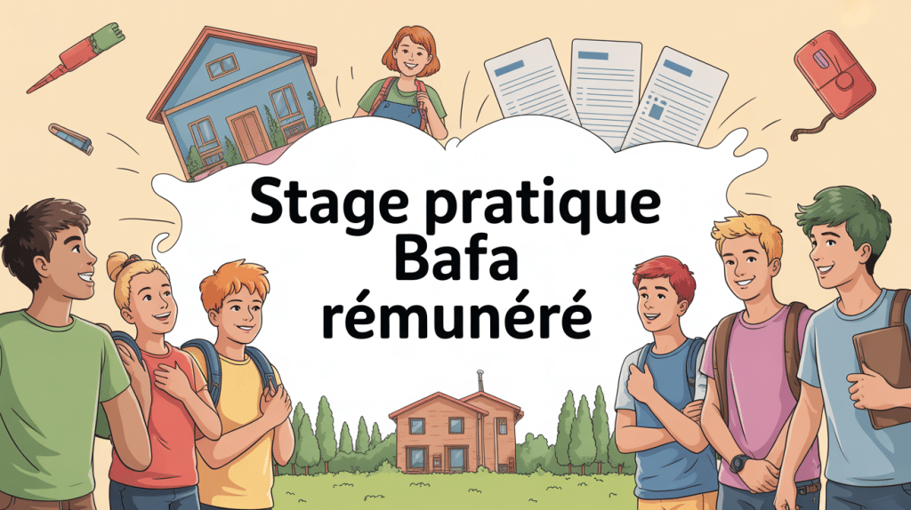 Illustration stage pratique BAFA rémunéré avec animateurs et structures
