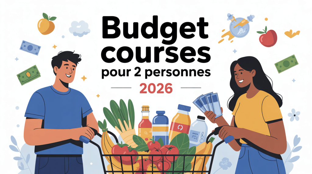 Couple qui gère le budget courses pour 2 personnes par mois 2024 panier épicerie