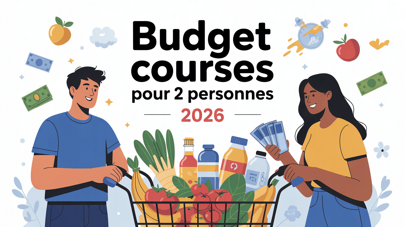 Couple qui gère le budget courses pour 2 personnes par mois 2024 panier épicerie
