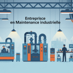 Illustration entreprise en maintenance industrielle, techniciens usine