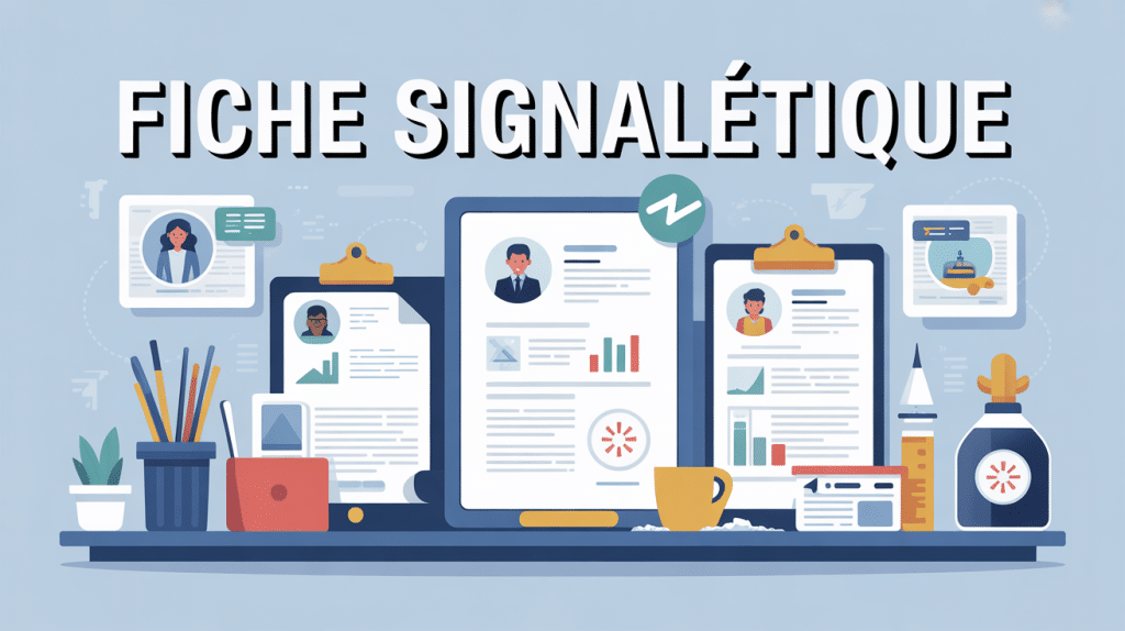 illustration fiche signaletique style moderne vecteur