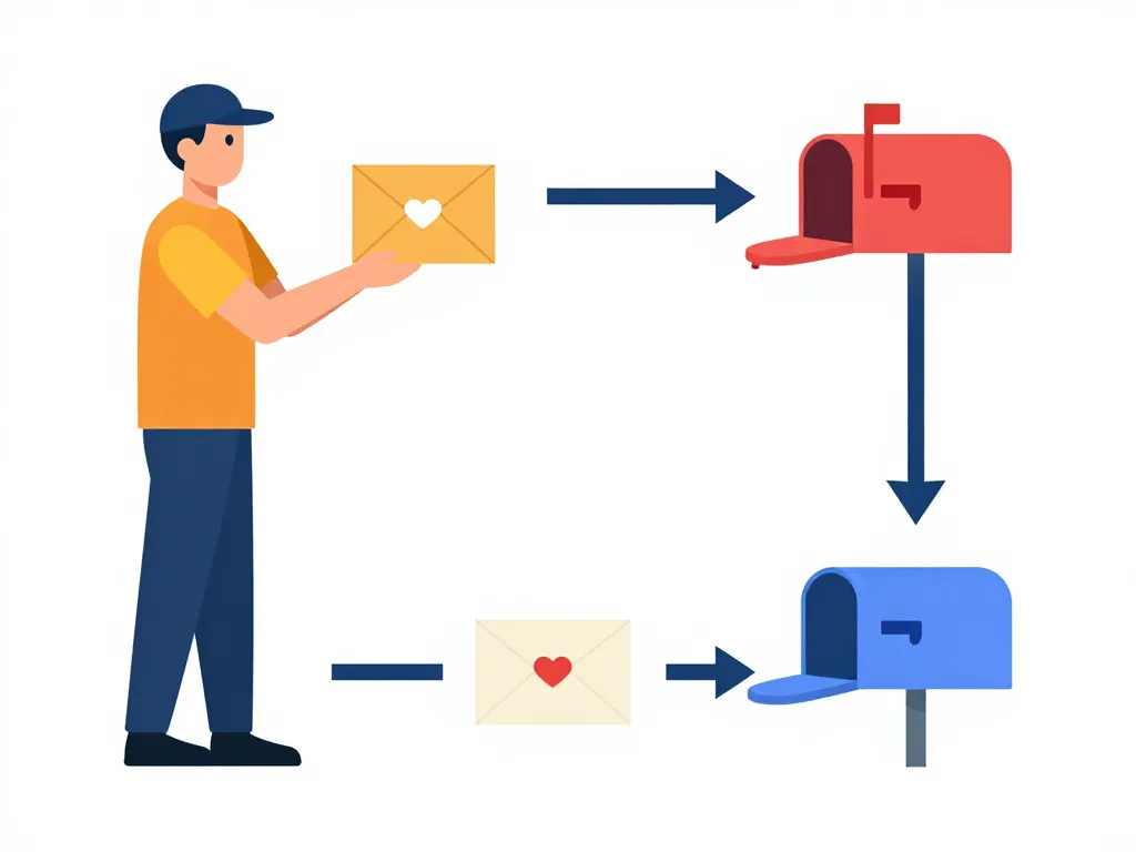 Schéma délai lettre recommandée du bureau de poste à la boîte aux lettres