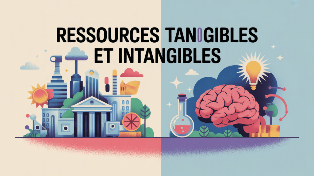 Illustration ressources tangibles et intangibles, stratégie entreprise