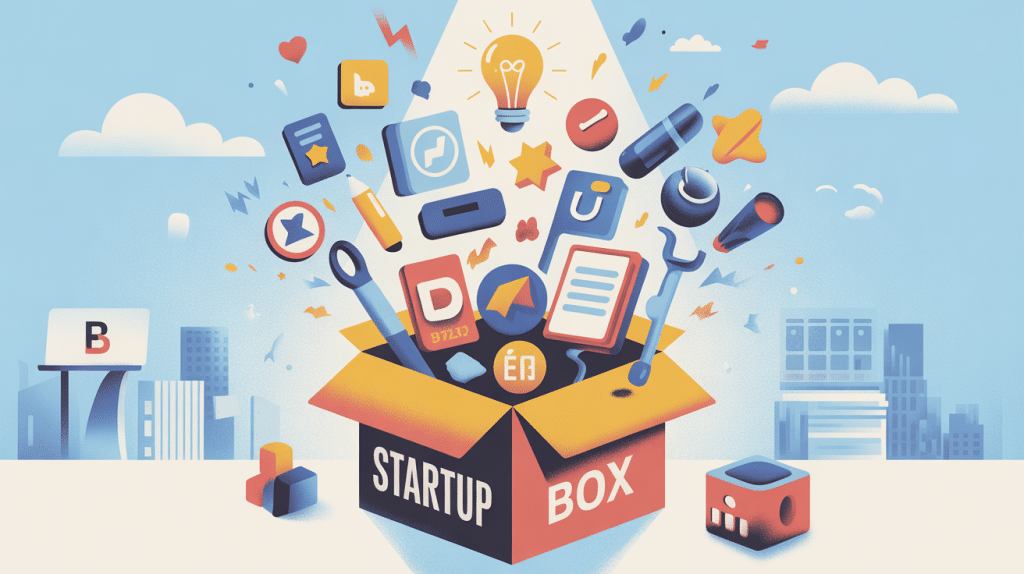 illustration startup box icônes innovation