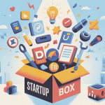 illustration startup box icônes innovation