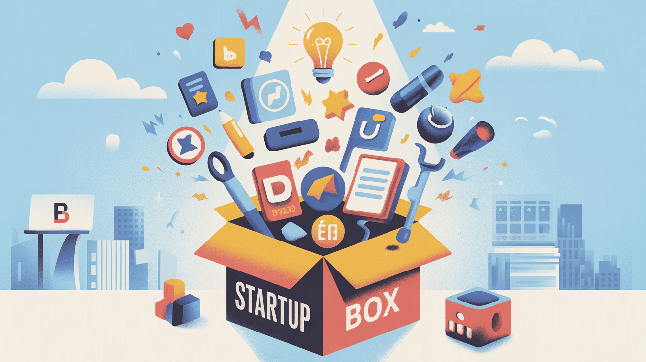 illustration startup box icônes innovation
