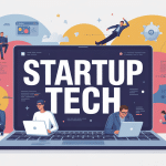 illustration stylisée parcours startup tech