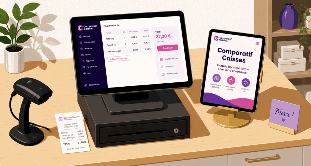 caisse enregistreuse commerce de détail sur comptoir moderne