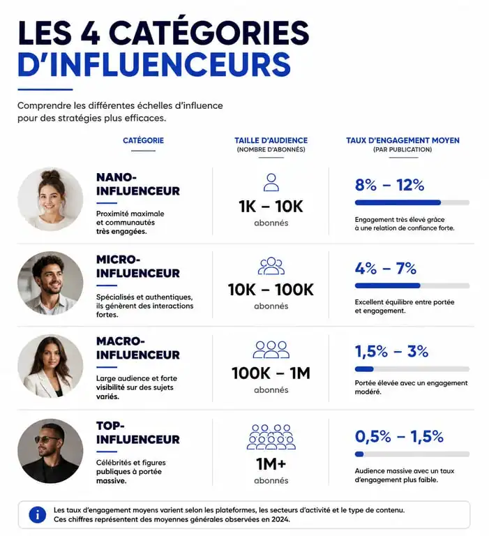Comparatif des types d'influenceurs pour une agence micro influenceur