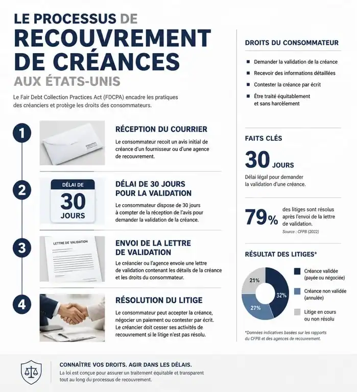 Processus de gestion d'une dette avec Credit Bureau Associates et droits du consommateur