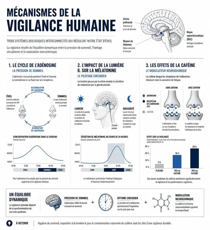 Infographie sur les techniques pour ne pas s'endormir et rester vigilant