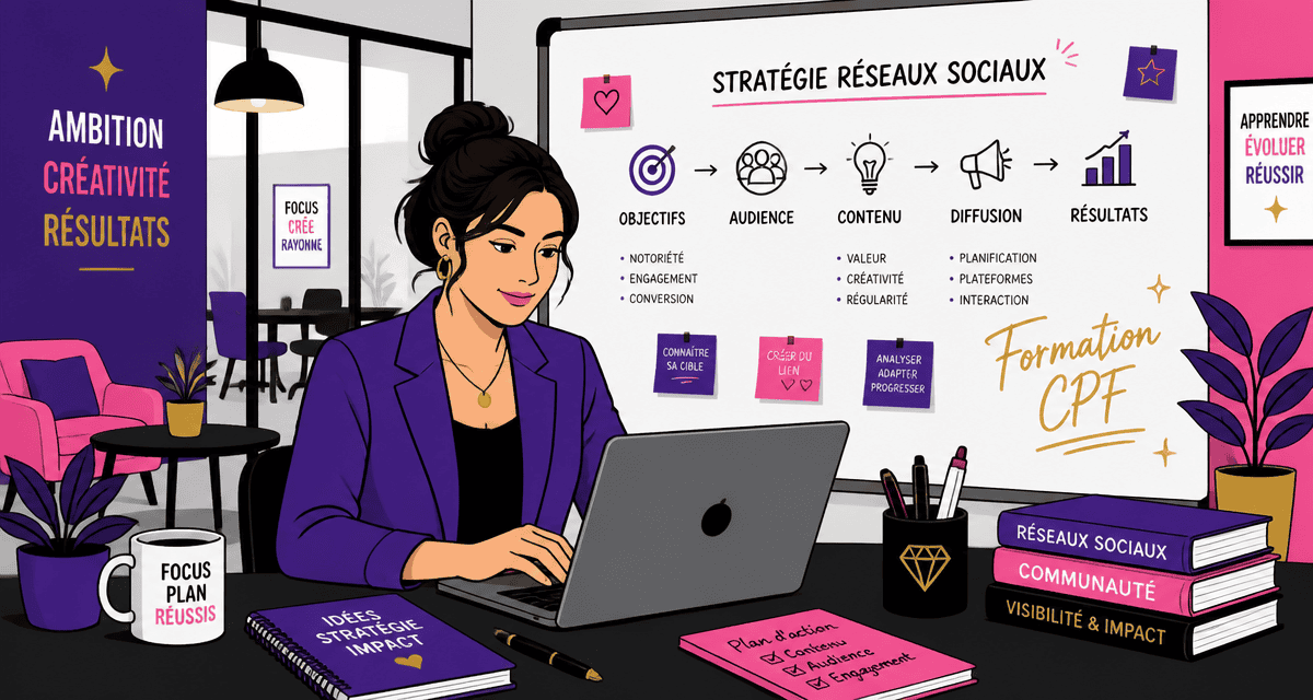 formation réseaux sociaux cpf jeune femme coworking