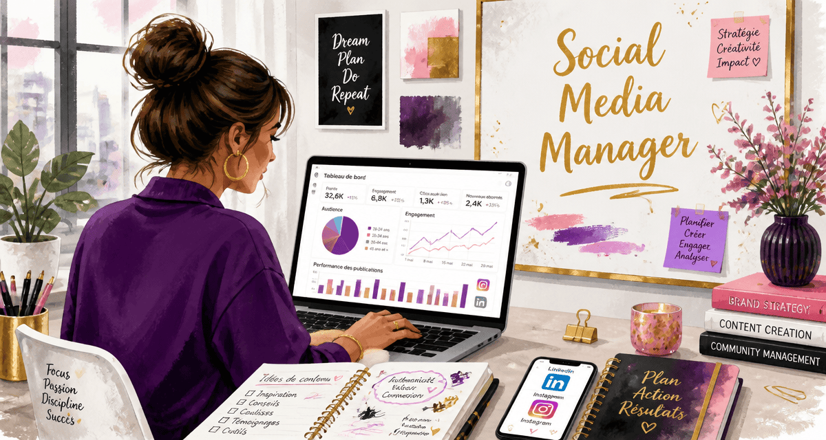 formation social media manager femme analyse graphiques coworking