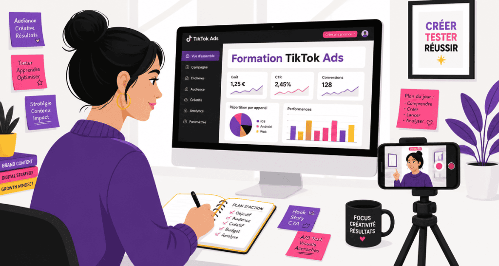 formation tiktok ads jeune femme création vidéo