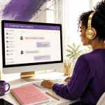 freelance service client femme bureau casque