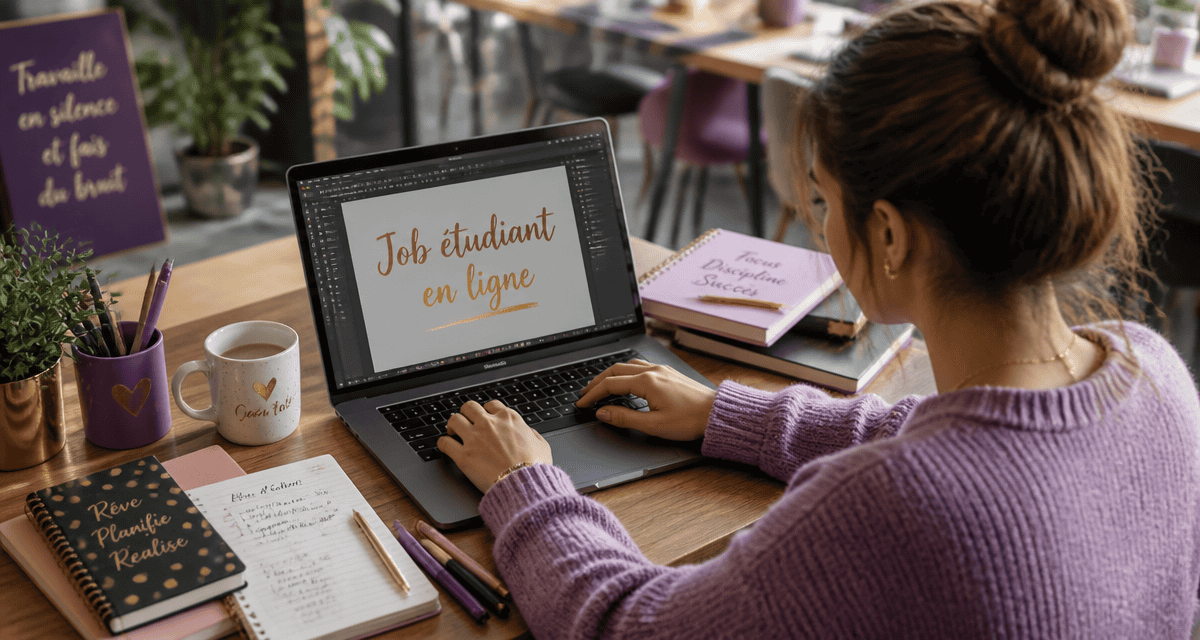 job étudiant en ligne, étudiante sur ordinateur