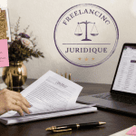 juriste freelance feuillette contrat bureau