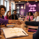 Marketing and networking autour d'une table de coworking