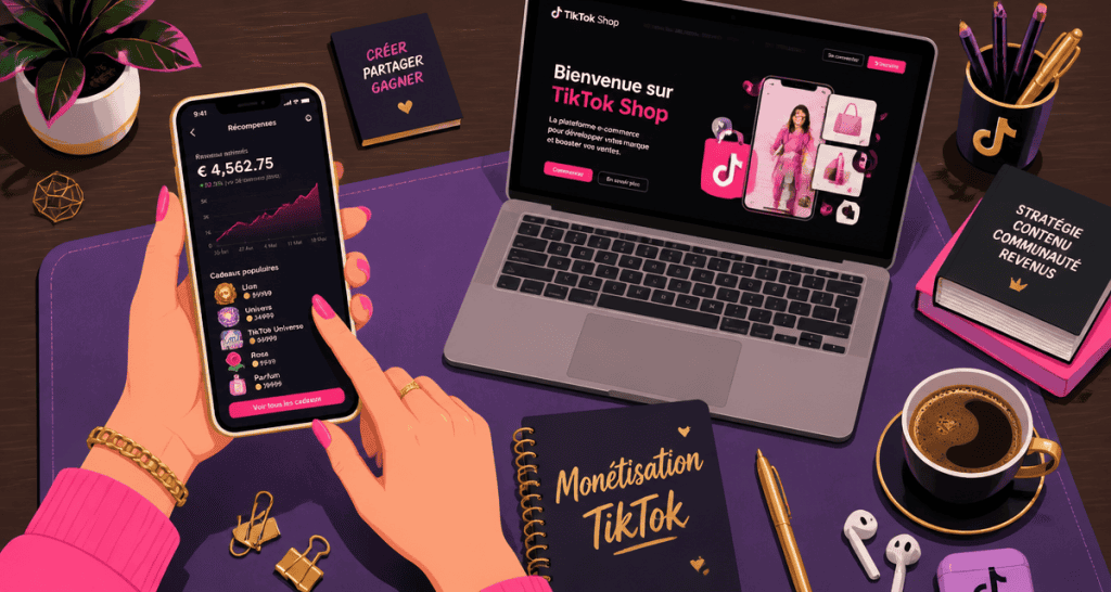 monetisation tiktok bureau smartphone graphiques