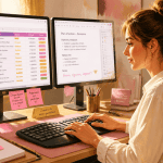 saisie de données à domicile rémunéré femme écran