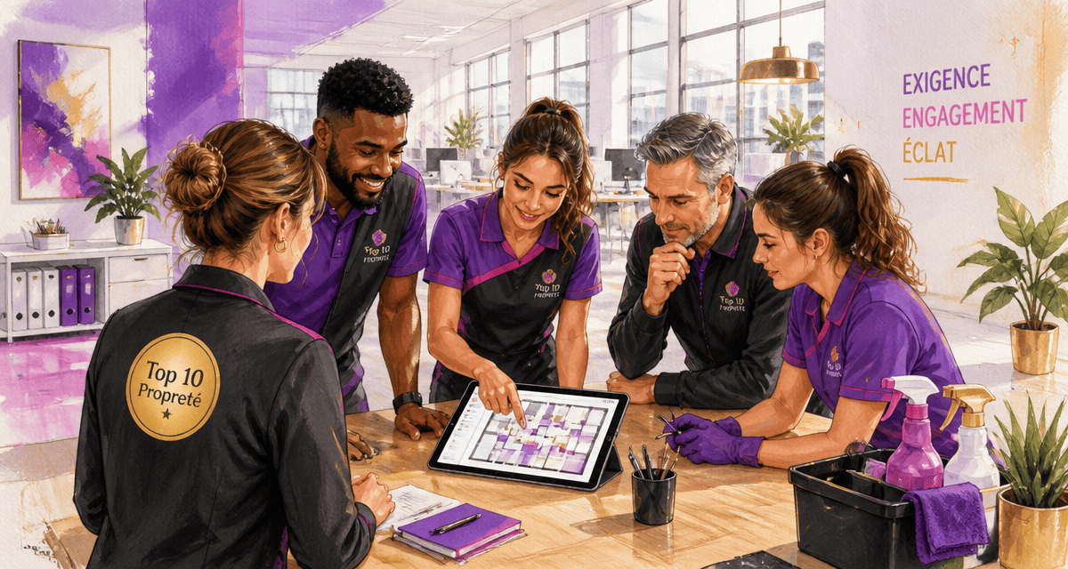 top 10 des entreprises de nettoyage, équipe professionnelle en réunion