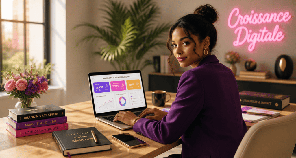 Webmarketing freelance entrepreneure ordinateur