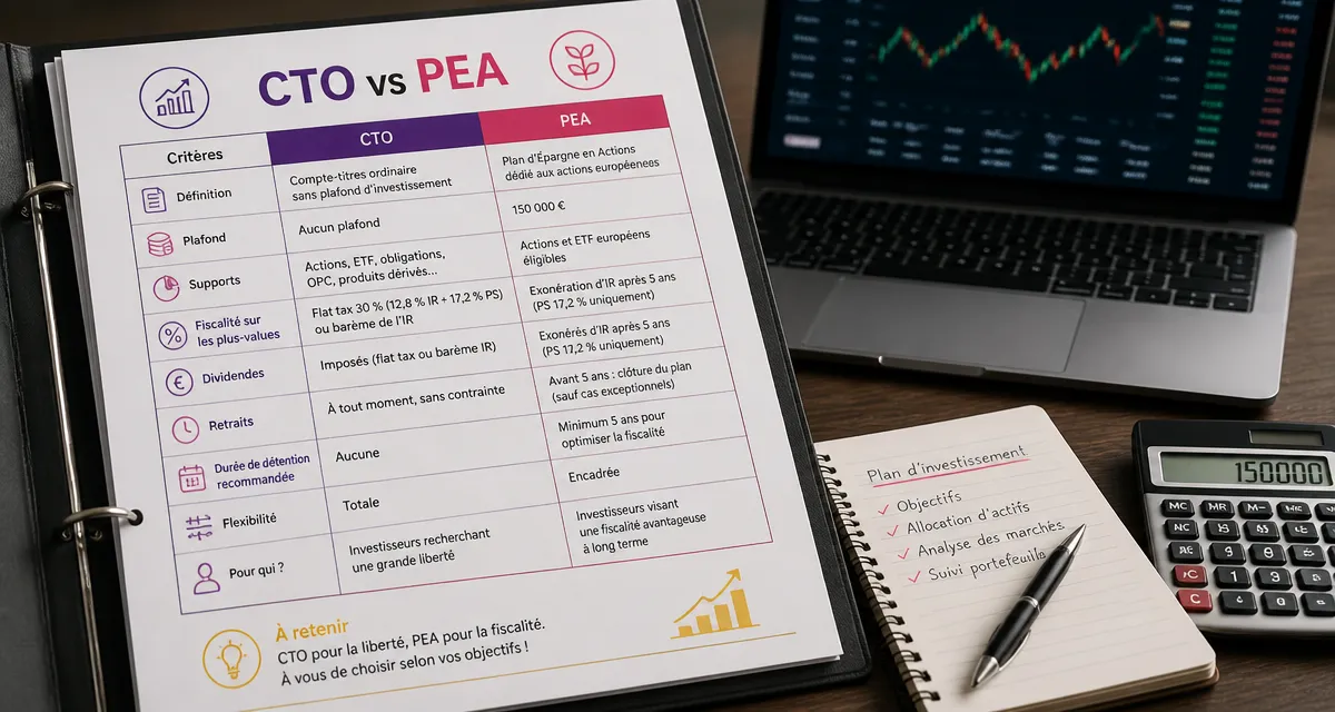 Compte-titre : avantage et inconvénient, CTO vs PEA