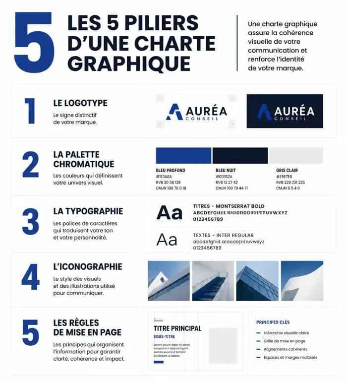 Exemple des 5 composants essentiels d'une charte graphique professionnelle