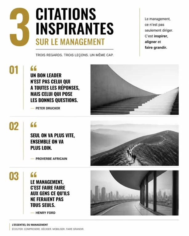 Infographie sur les citations de management pour inspirer le leadership