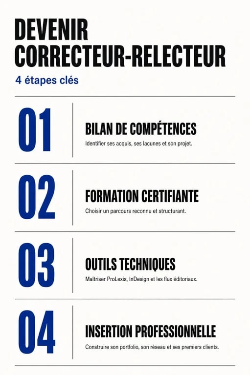 Infographie sur le parcours de formation correcteur relecteur