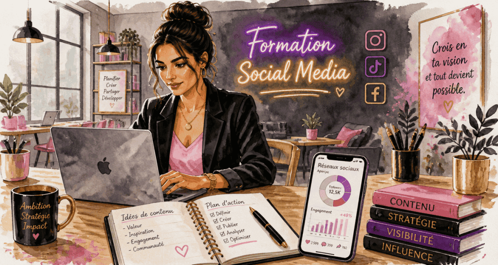 formation social media jeune femme coworking