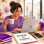 freelance avantage jeune femme travaille cafe