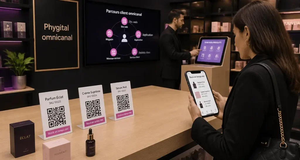 Phygitale définition : magasin phygital et omnicanal sur smartphone