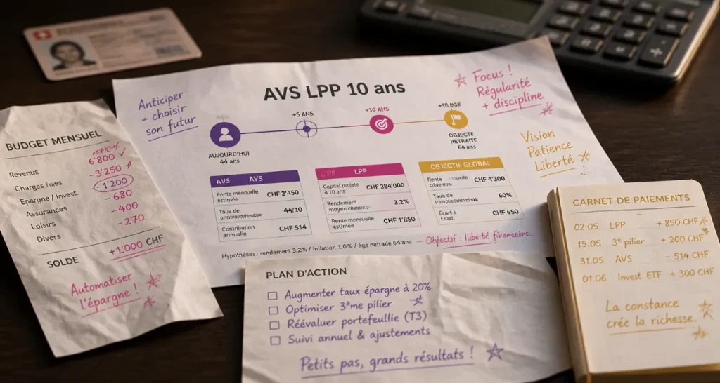 Quelle retraite après 10 ans de travail en Suisse : calcul AVS LPP et taux plein France