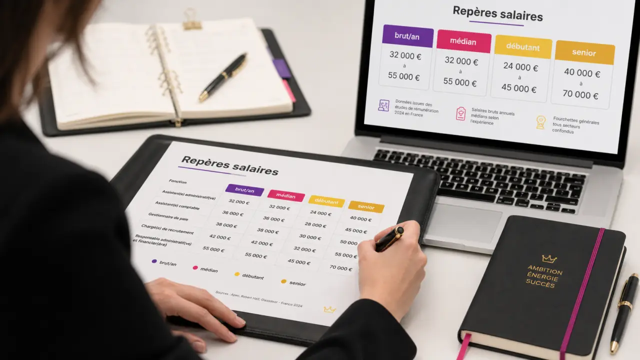 Assistante de direction salaire 44 000 € bruts/an, repères salaires
