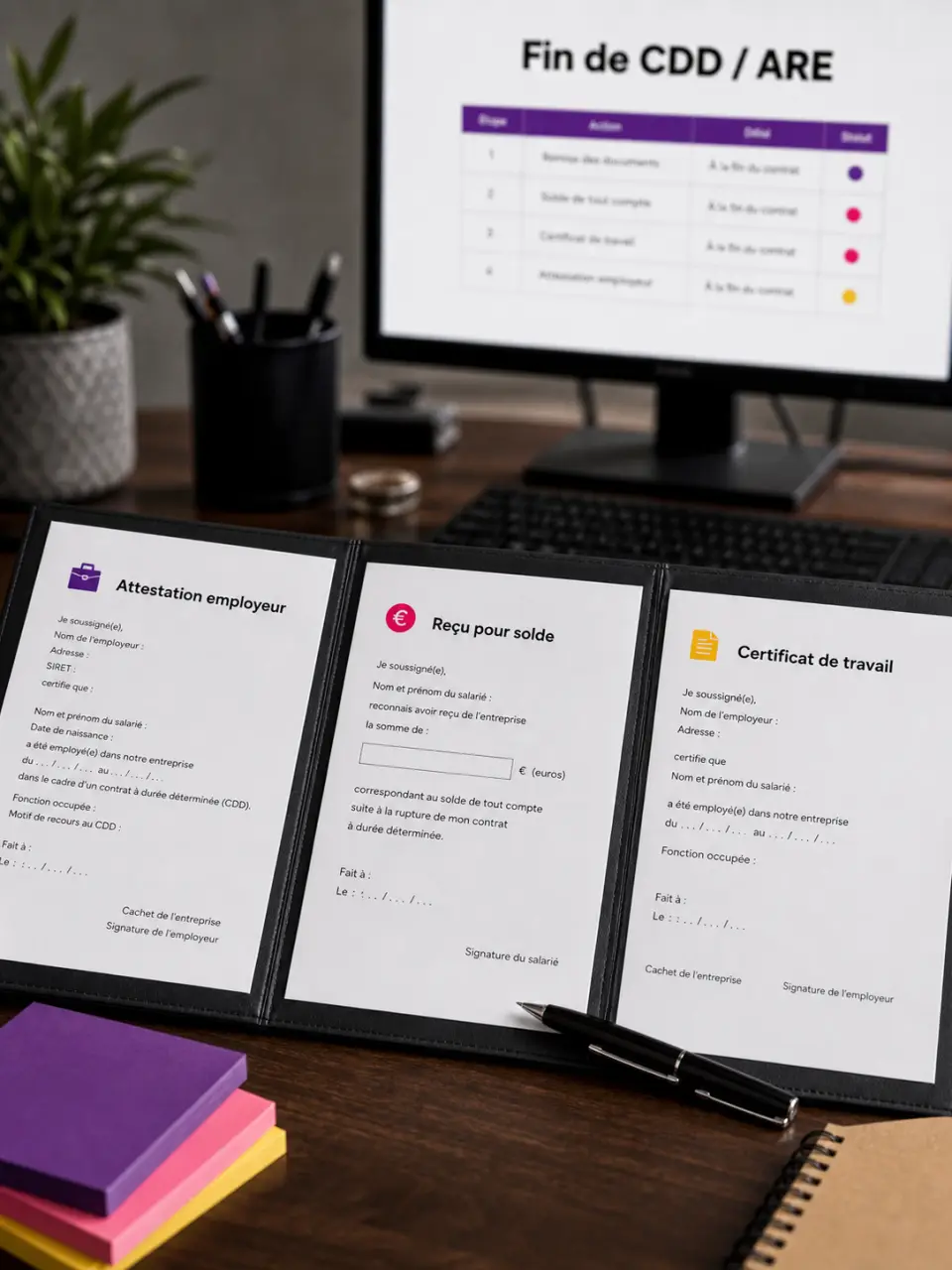 Droit chomage après fin CDD : attestation employeur, reçu solde, certificat travail