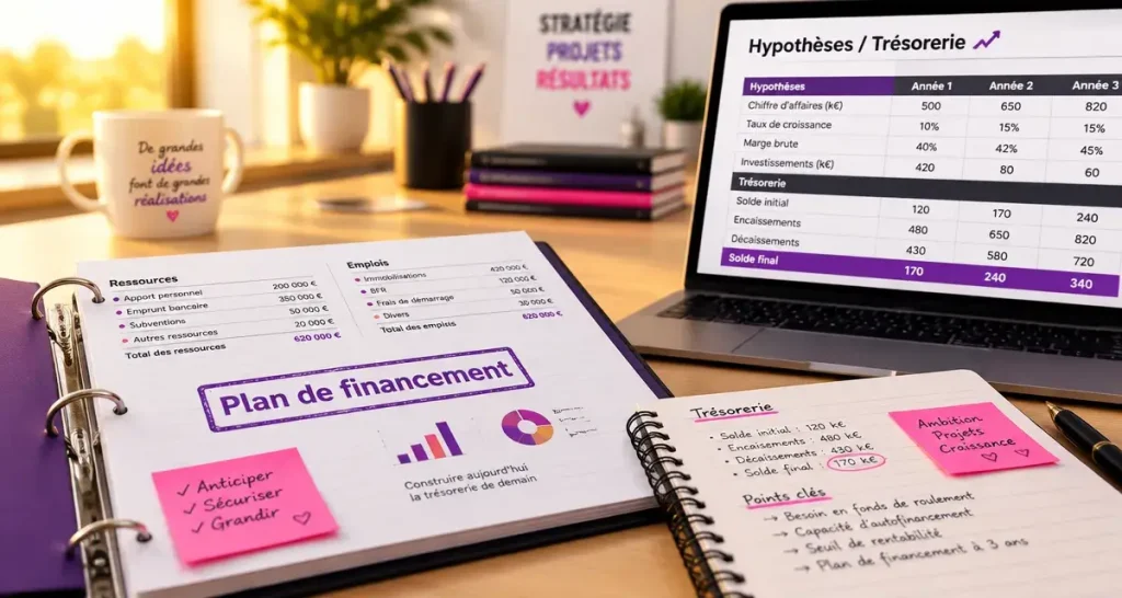 Un template SmartFinance structure le projet, mais seules les hypothèses rendent le prévisionnel crédible
